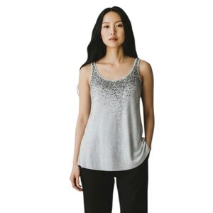 Eileen Fisher Gray Organic Cotton Cashmere Sequined Tank Tunic Size Small